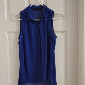 Royal Blue Sleeveless Blouse - A.N.A